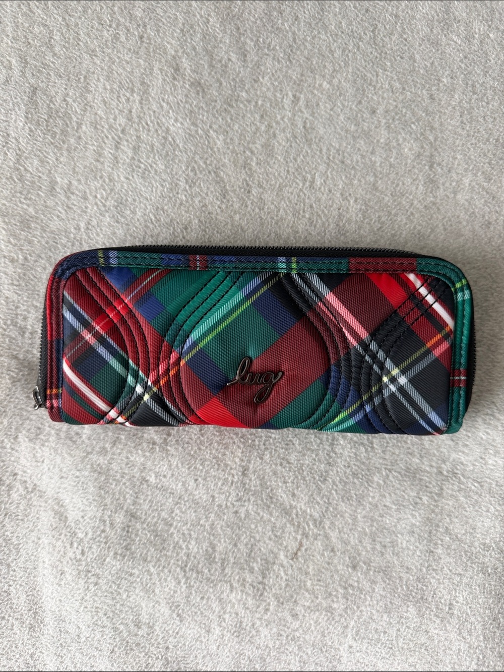 lug Quilted Plaid Zip Wallet - Red, Green & Navy